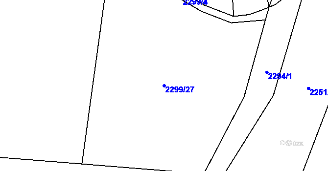 Parcela st. 2299/27 v KÚ Tísek, Katastrální mapa
