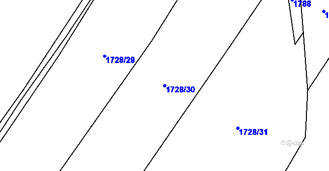 Parcela st. 1728/30 v KÚ Tísek, Katastrální mapa