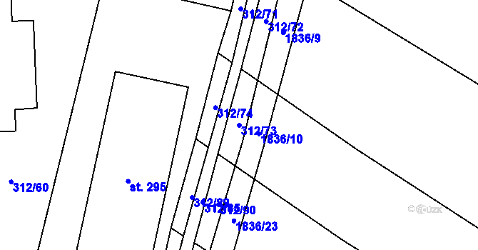 Parcela st. 312/73 v KÚ Tísek, Katastrální mapa