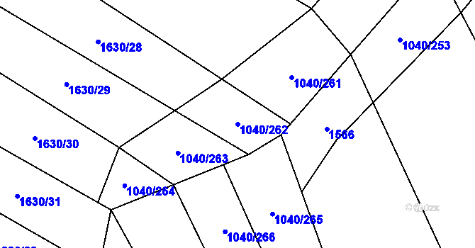 Parcela st. 1040/262 v KÚ Tísek, Katastrální mapa