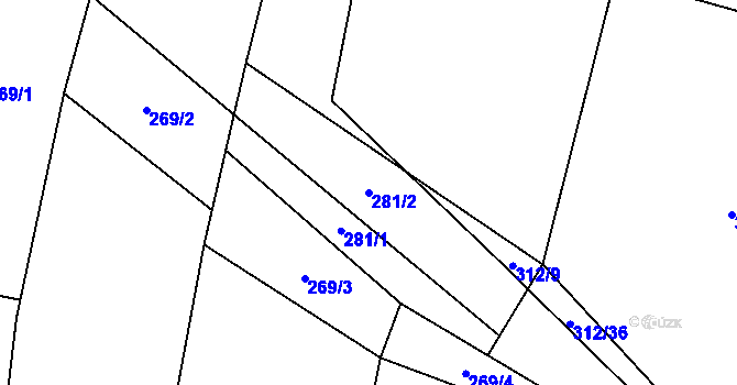 Parcela st. 281/2 v KÚ Tísek, Katastrální mapa