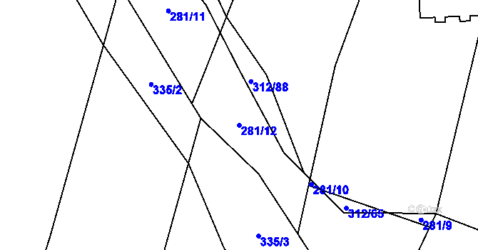 Parcela st. 281/12 v KÚ Tísek, Katastrální mapa