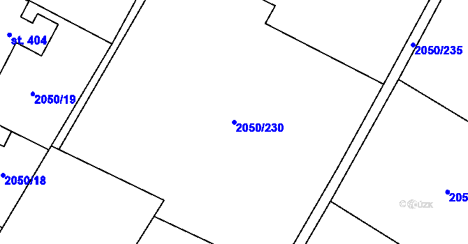 Parcela st. 2050/230 v KÚ Tísek, Katastrální mapa