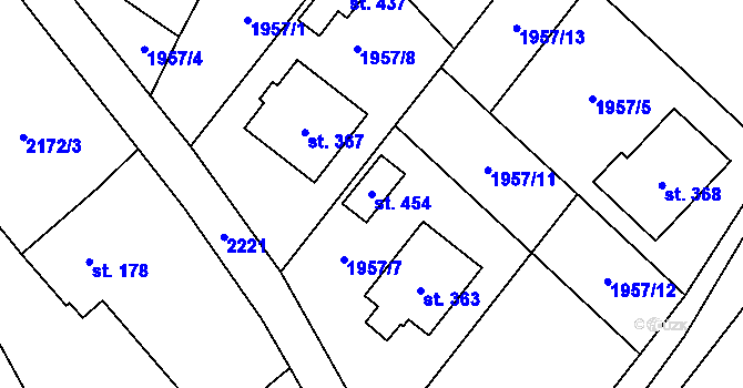 Parcela st. 454 v KÚ Tísek, Katastrální mapa