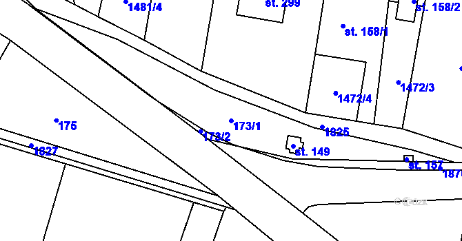 Parcela st. 173/1 v KÚ Tísek, Katastrální mapa