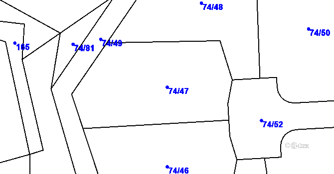 Parcela st. 74/47 v KÚ Tisem, Katastrální mapa
