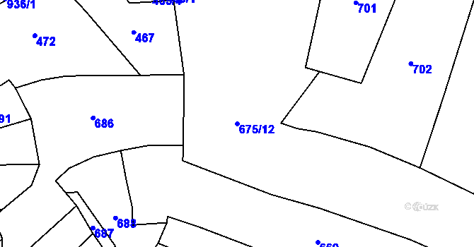 Parcela st. 675/12 v KÚ Tisem, Katastrální mapa