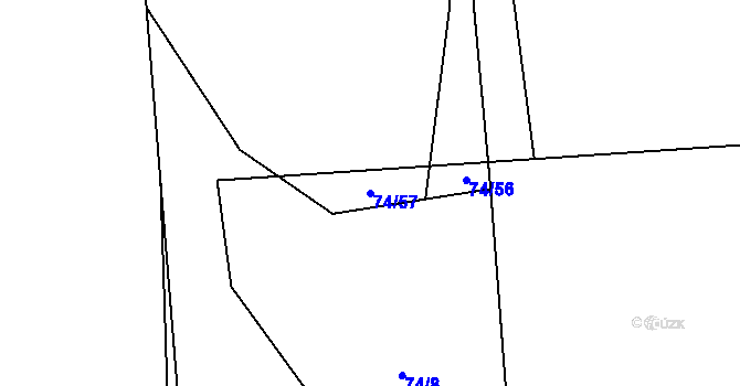 Parcela st. 74/57 v KÚ Tisem, Katastrální mapa