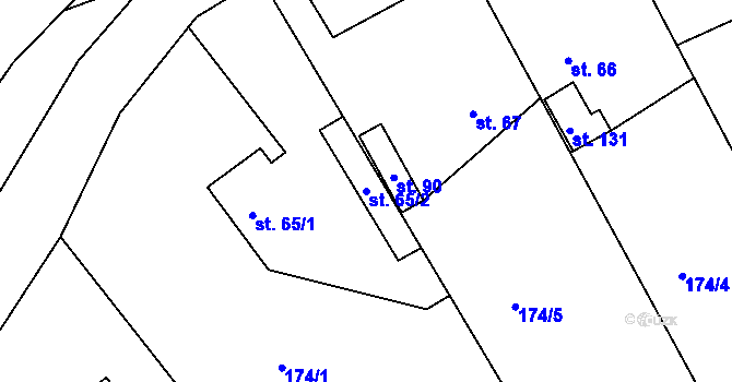 Parcela st. 65/2 v KÚ Tisem, Katastrální mapa