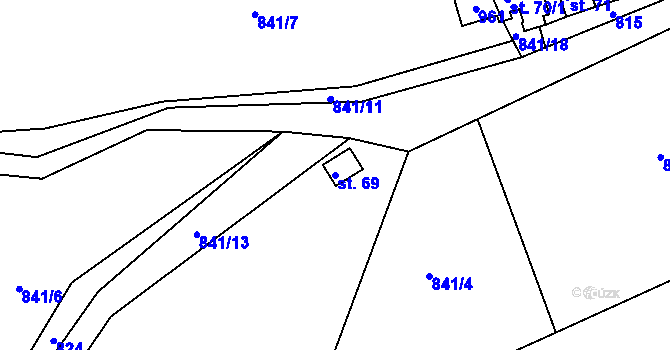 Parcela st. 69 v KÚ Tisem, Katastrální mapa