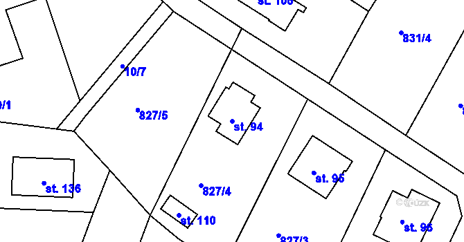 Parcela st. 94 v KÚ Tisem, Katastrální mapa