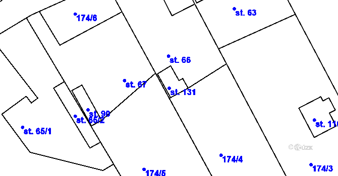 Parcela st. 131 v KÚ Tisem, Katastrální mapa