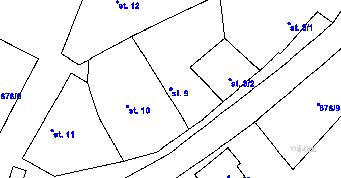 Parcela st. 9 v KÚ Limuzy, Katastrální mapa
