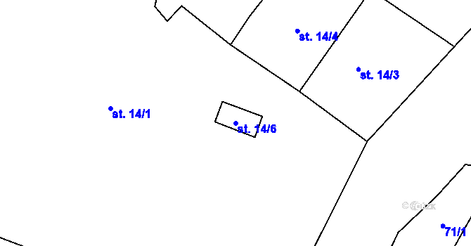 Parcela st. 14/6 v KÚ Limuzy, Katastrální mapa