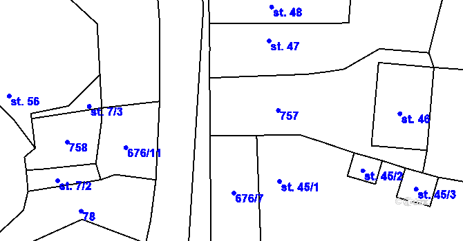 Parcela st. 46 v KÚ Limuzy, Katastrální mapa