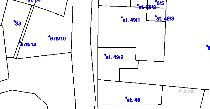 Parcela st. 49/2 v KÚ Limuzy, Katastrální mapa