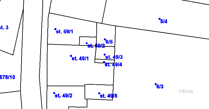 Parcela st. 49/3 v KÚ Limuzy, Katastrální mapa