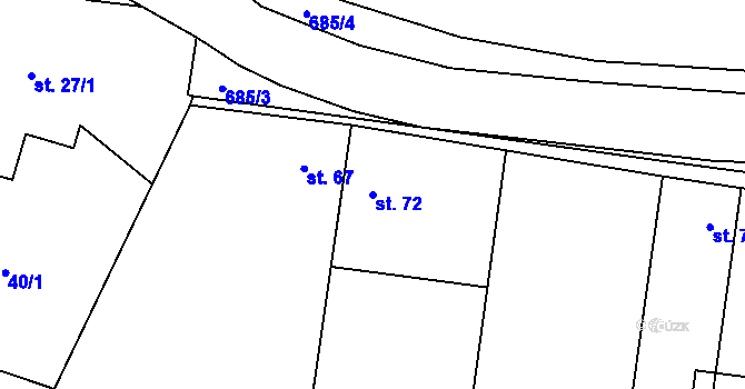 Parcela st. 72 v KÚ Limuzy, Katastrální mapa