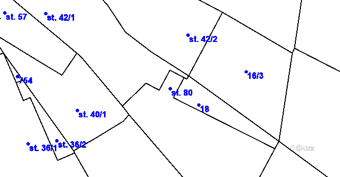 Parcela st. 80 v KÚ Limuzy, Katastrální mapa