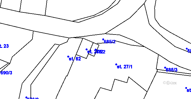 Parcela st. 40/2 v KÚ Limuzy, Katastrální mapa