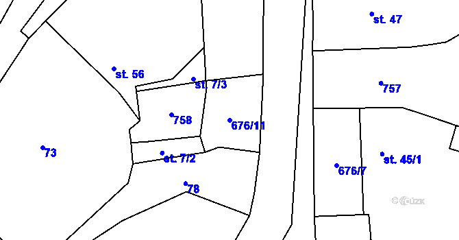 Parcela st. 676/11 v KÚ Limuzy, Katastrální mapa