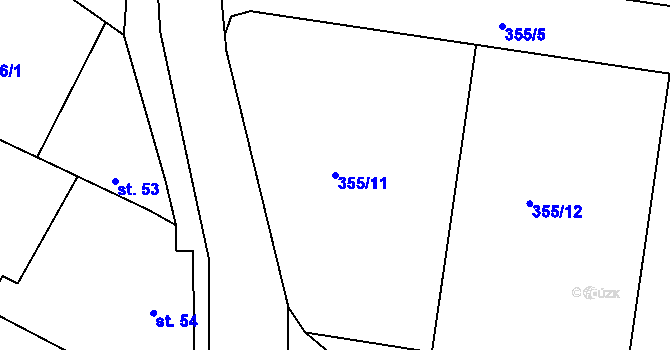 Parcela st. 355/11 v KÚ Limuzy, Katastrální mapa