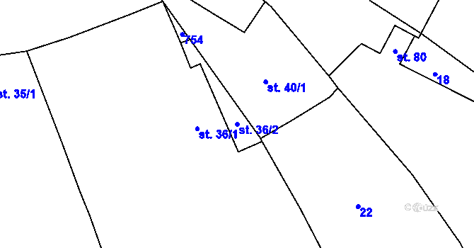 Parcela st. 36/2 v KÚ Limuzy, Katastrální mapa