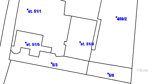 Parcela st. 51/4 v KÚ Limuzy, Katastrální mapa