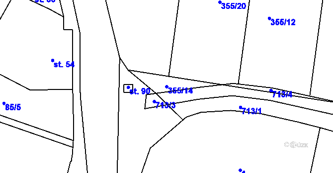Parcela st. 355/14 v KÚ Limuzy, Katastrální mapa