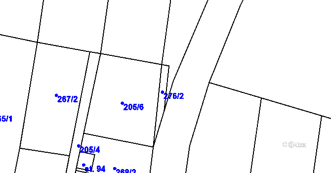 Parcela st. 205/14 v KÚ Limuzy, Katastrální mapa