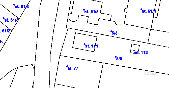 Parcela st. 111 v KÚ Limuzy, Katastrální mapa