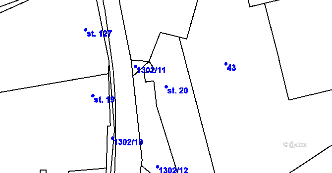 Parcela st. 20 v KÚ Tismice, Katastrální mapa