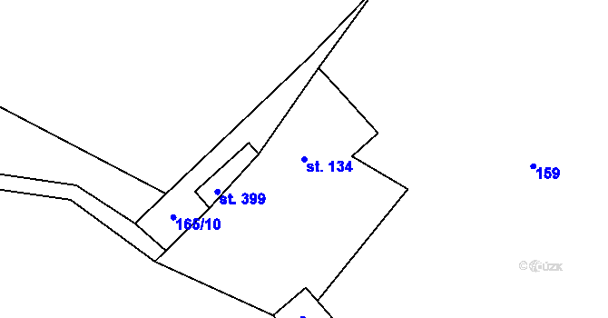Parcela st. 134 v KÚ Tismice, Katastrální mapa