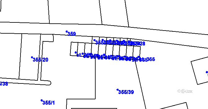 Parcela st. 361 v KÚ Tismice, Katastrální mapa