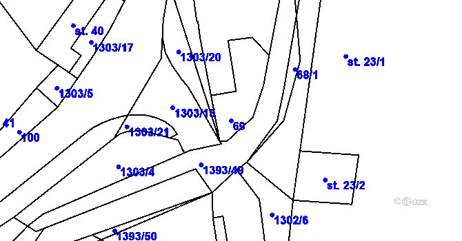 Parcela st. 69 v KÚ Tismice, Katastrální mapa