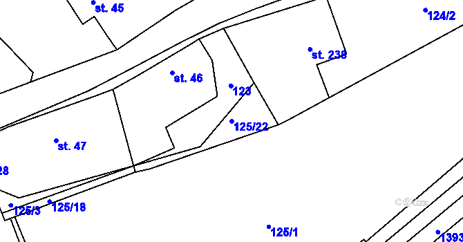 Parcela st. 125/22 v KÚ Tismice, Katastrální mapa