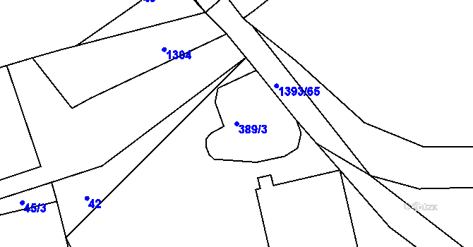Parcela st. 389/3 v KÚ Tismice, Katastrální mapa