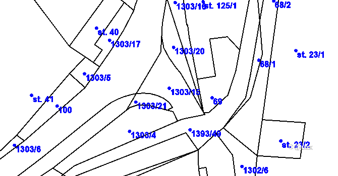 Parcela st. 1303/15 v KÚ Tismice, Katastrální mapa