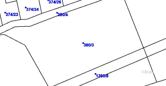Parcela st. 380/3 v KÚ Tismice, Katastrální mapa