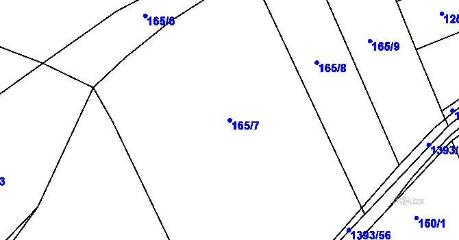 Parcela st. 165/7 v KÚ Tismice, Katastrální mapa