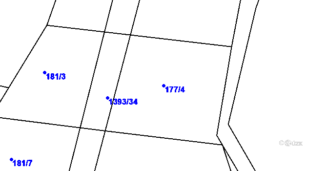 Parcela st. 177/4 v KÚ Tismice, Katastrální mapa