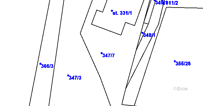 Parcela st. 347/7 v KÚ Tismice, Katastrální mapa