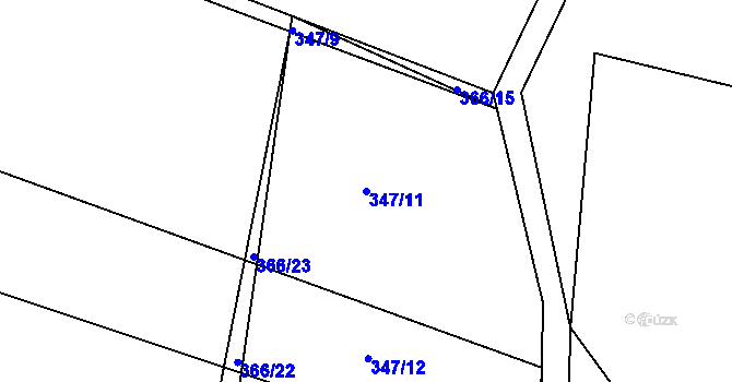 Parcela st. 347/11 v KÚ Tismice, Katastrální mapa