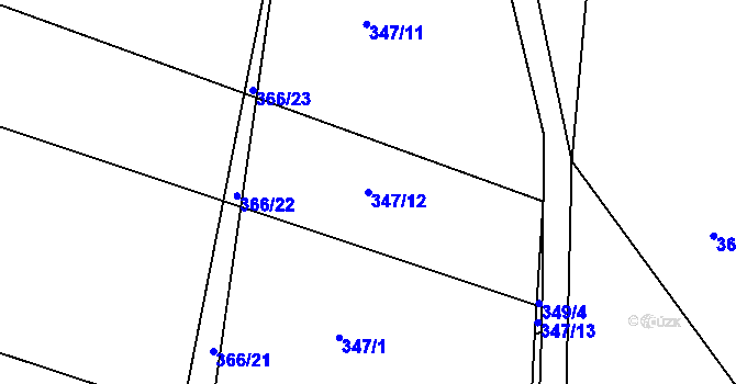 Parcela st. 347/12 v KÚ Tismice, Katastrální mapa