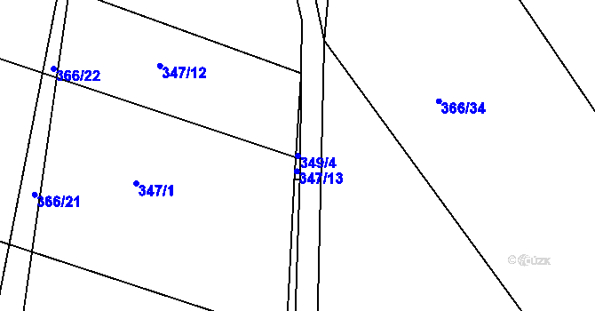 Parcela st. 349/4 v KÚ Tismice, Katastrální mapa