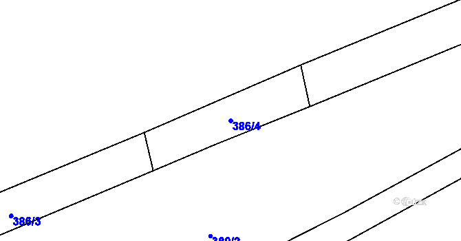 Parcela st. 386/4 v KÚ Tismice, Katastrální mapa