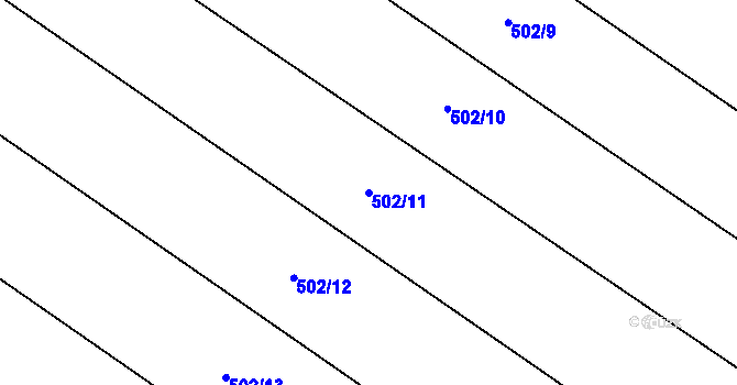 Parcela st. 502/11 v KÚ Tismice, Katastrální mapa