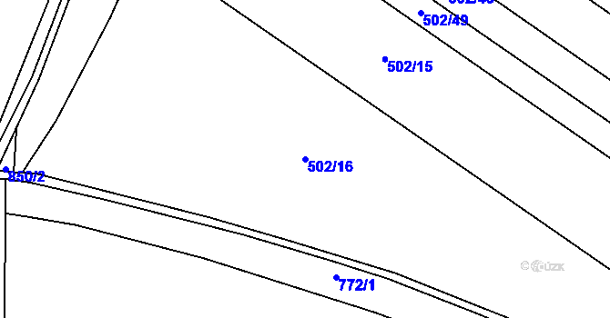 Parcela st. 502/16 v KÚ Tismice, Katastrální mapa