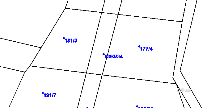 Parcela st. 1393/34 v KÚ Tismice, Katastrální mapa