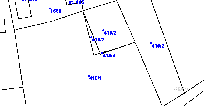 Parcela st. 418/4 v KÚ Tismice, Katastrální mapa
